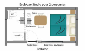 Plan de l'Ecolodge Studio pour 2 personnes